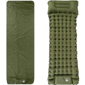 Wakeman Sleeping Pad for Camping - Inflatable Mat with Built-in Foot Pump - Waterproof Camp Mattress - Camping Gear Must Haves Outdoors (Olive)