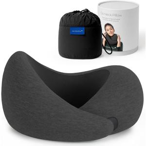 Ostrichpillow Go Neck Pillow, Travel Pillows for Airplanes, Premium Memory Foam Travel Pillow, 360 Ergonomic Design, Asymmetrical Sides, Travel Bag Included, Washable Modal Cover (Onesize, Dark Night)