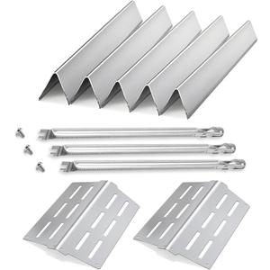 Genesis Grill Parts for Weber E310 E320 E330 EP310 EP320 EP330, 17.5 Flavorizer Bars 7620 Heat Deflector 7622 Burner Tube 62752 for Weber Genesis 300, Grill Replacement Parts for Weber Accessories (Silvery-Repair Set)