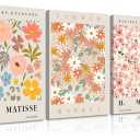 3Pcs Flower Market Canvas Wall Art Danish Pastel Wall Decor Pictures Pink Aesthetic Posters Prints for Living Room Hallway Bedroom Home Decoration Prepare to hang