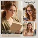 Distinctive Progressive Multifocus Reading Glasses Women, Retro Lady Anti Blue Light/Eye Fatigue Computer Reader, Vintage Round Frame No-Line Multifocal Eyeglasses (Black&Brown, 3.0x)