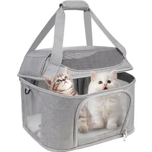 Premium Cat Carrier for Pets Up to 20 Lbs, Cat Travel Bag Soft-Sided Backpack Pet Carriers with Padded Shoulder Strap, Dog Carrier for Small Dogs Puppy Carry Airline Approved, Gray