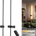 Battery Operated Wall Sconces Set of Two with Remote Control; 40 Inch Rechargeable Wireless Dimmable Wall Lights; Black Cordless Wall Sconce for Living Room Hallway Bedroom 2 Pack