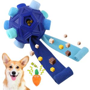 Dog Snuffle Ball-Interactive Puzzle Dog Toys Encourage Natural Foraging Skills Slow Feeder for Training and Stress Relief, Cloth Strip Hiding Food Chew Toys for Any Size Dogs