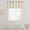 DECOVSUN Solid Grommet Top Cream Beige Valance for Kitchen Blackout Curtain Valance for Living Room Short Straight Drape Valance for Bedroom Kids Room 42 Inch Wide by 18 Inch Long 1 Panel