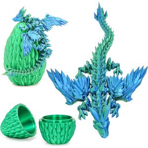 Mydhall 3D Printed Flying Dragon Egg with Articulated Dragon Inside – Toys&Gifts for Kids,Home Decor,Birthday,Easter (Forest Green,Medium)