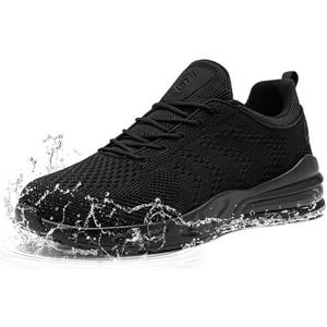 LARNMERN Slip Resistant Womens Slip On Shoes Work Non Slip Sneakers Walking Water Zapatillas Zapatos Trabajo Food Service Chef Kitchen, Size: 8, Black