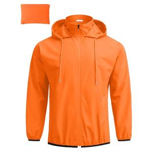 COOFANDY Orange Rain Coats for Men Lightweight Packable Rain Jcket with Hood Trench Raincoats Windbreaker Medium