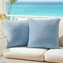 QUORGVES Velvet Light Blue Throw Pillows 18x18 Inch Set of 2 Summer Light Blue Pillow Covers for Sofa Couch Bedroom Soft Square Solid Coastal Sky Baby Blue Pillow Covers