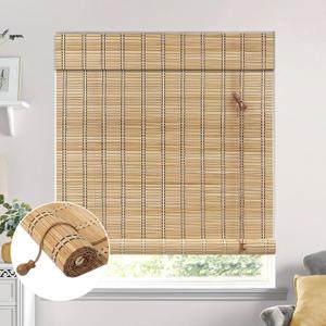 No Drill Bamboo Blinds for Interior Windows, Bamboo Shades for Indoor Windows, Roller Shades for Indoor Window and Outdoor Patio, Easy to Install for Home & Porches