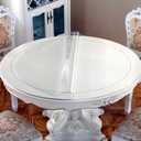 24 Inches Diameter Clear Round Plastic Protector Cover Wipeable Vinyl PVC Circle Tablecloth Dining Coffee Table Pad Wood Furniture Protector Eco Tabletop Protective Desktop Cover Mat Pad Easy Clean