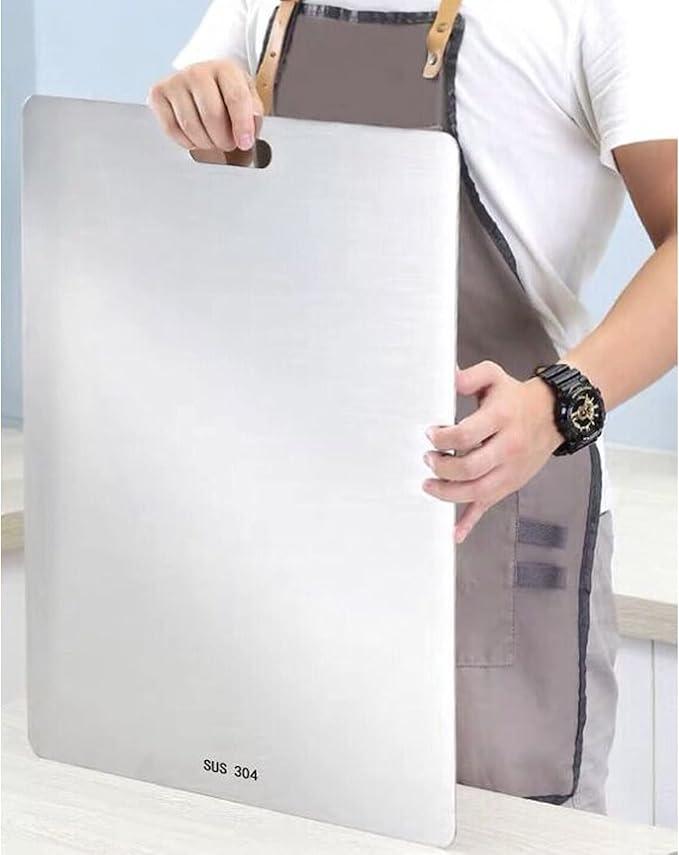 Extra Large,23.6"Lx 19.3"W) 304 Stainless Steel Chopping Board, Cutting Board for Meat Vegetable Fruit Fish Cheese, Easy To Clean