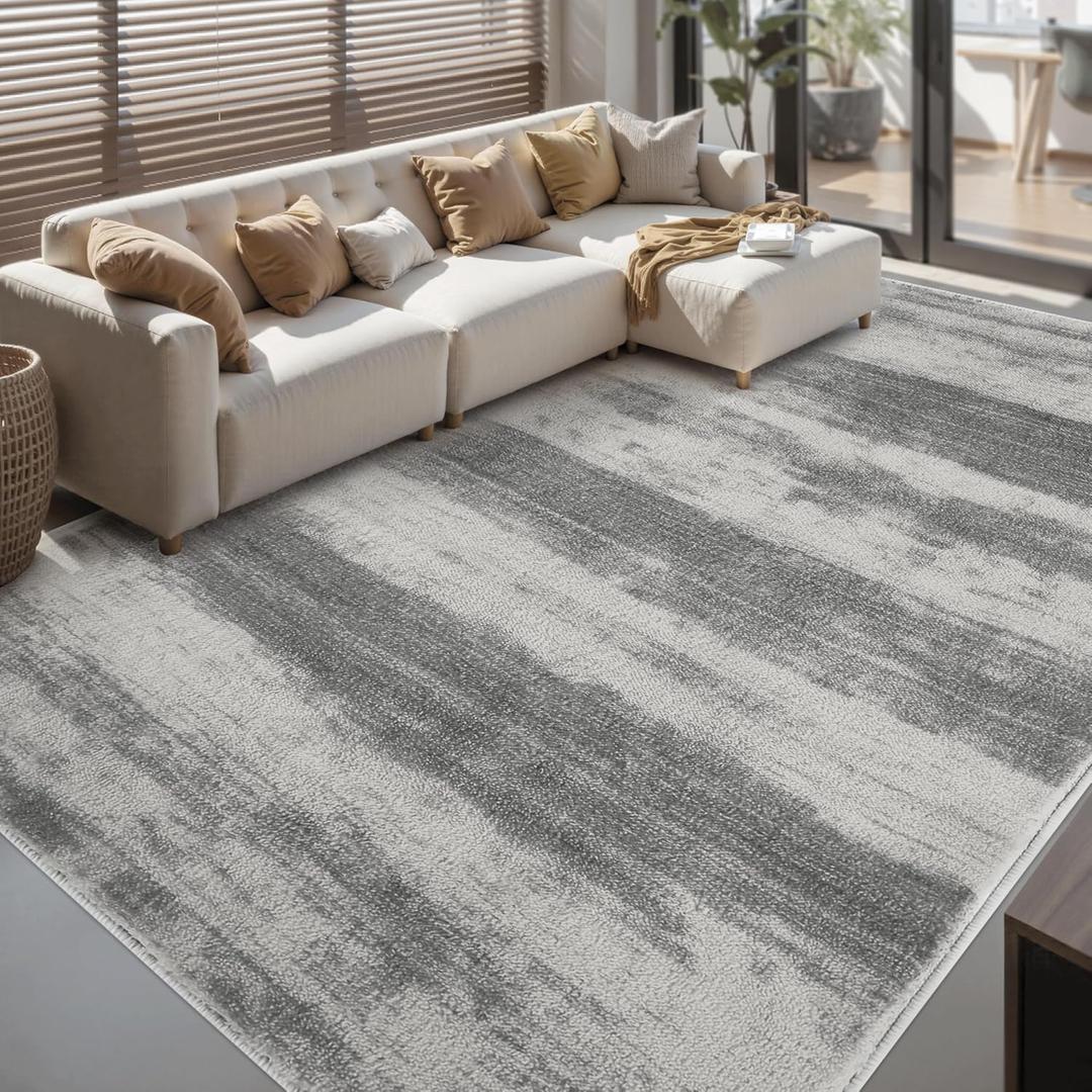 Simple Modern Vintage, Area Rug Machine Washable,Soft Floor Carpet Non Slip Non for Living Room Bedroom Home Decor Aesthetic (gray/6x9) (Grey)