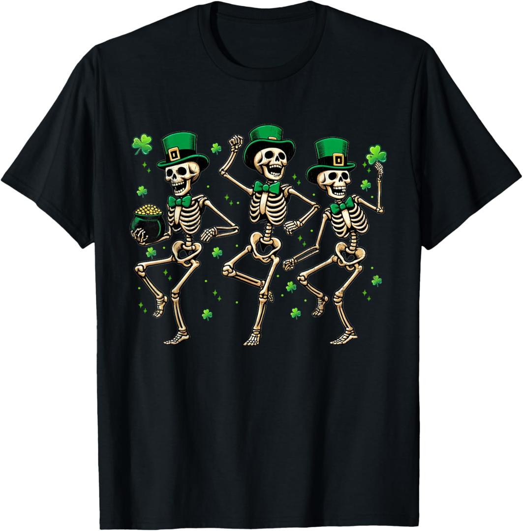 Skeleton Leperchaun Funny Skeleton Dancing St Patricks Day T-Shirt, Size: XL