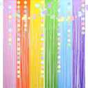 Easter Decorations Foil Fringe Curtains Photo Booth Prop Hanging Garland Easter Bunny Banner Rabbit Garland Rainbow Foil Fringe Curtains for Birthday Wedding Engagement Bridal Shower (Colorful)