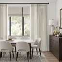 Natural Pinch Pleated Linen Curtains 96 Inches Long for Living Room Bedroom Birch Thick Linen Textured Memory Trained Light Filtering Back Tab Pleated Cream Drapes with Hooks Rings 8 FT