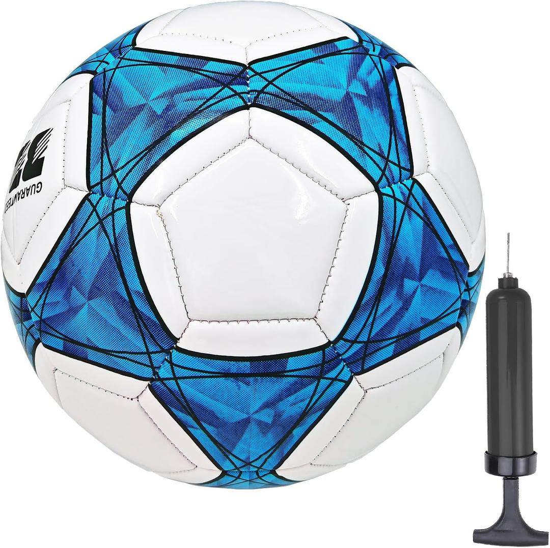 Soccer Ball Size 3,4,5 Soft PU for Practice Training Gift Boys Girls Kid Come with Pump and Needle (Blue) Soccer Ball Size 3,4,5 Soft PU for Practice Training Gift Boys Girls Kid Come with Pump and Needle (Blue)