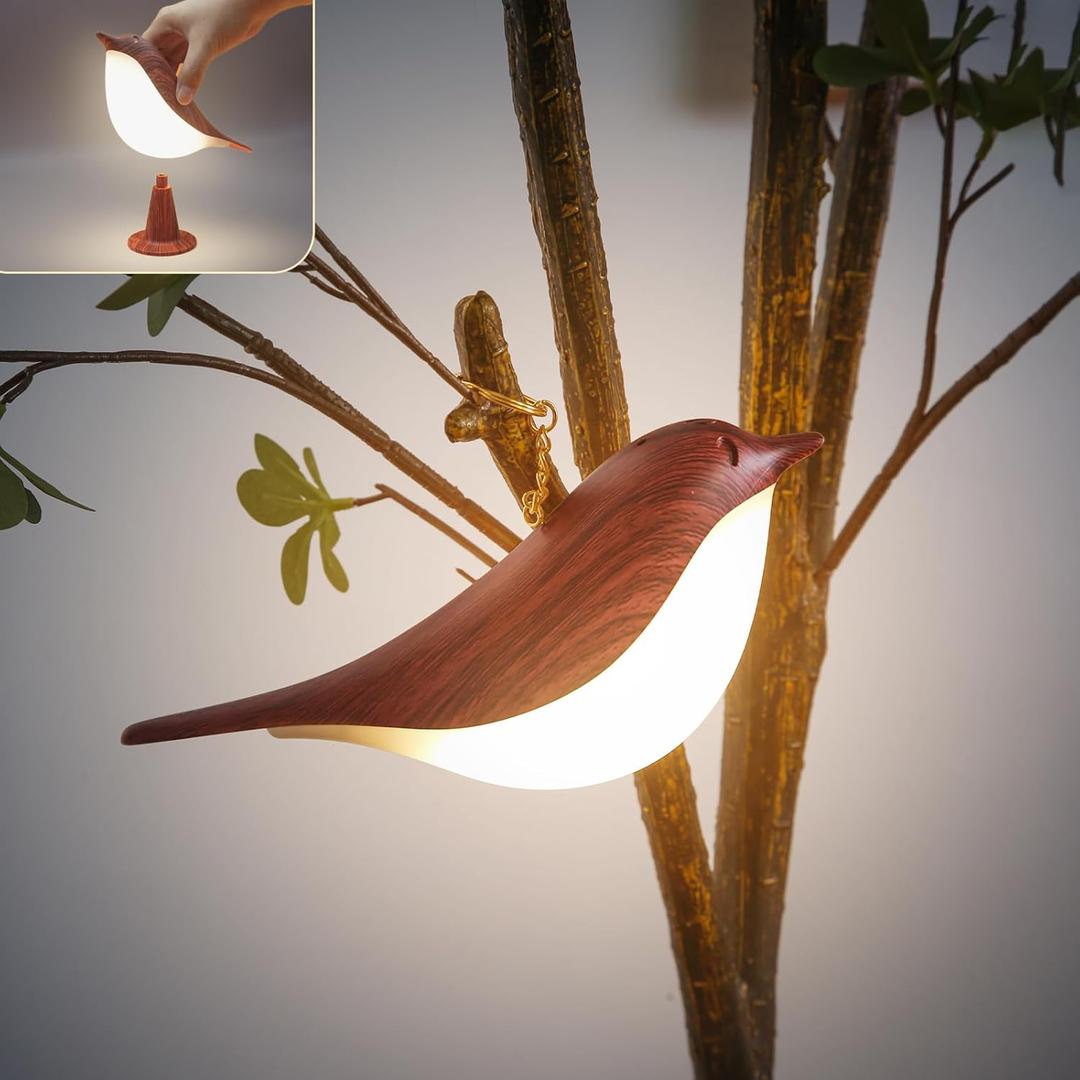 YM Dragon Small Bird Table Lamp, Cordless Bedside Lamps, Battery Operated Lamp with 3 Color Temperatures, Dimmable Bird Night Light, Touch Lamps for Nightstand, Rechargeable Outdoor Lights for Patio (Red)