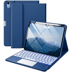 Harvopu Compatible with iPad Air 11 Inch & Air 5th/ Air 4th Generation Case with Keyboard - Multi-Touch Trackpad, 7-Color Backlit, Detachable Folio Cover for Air 11-inch M3/M2 (2025/2024) (Navy Blue)