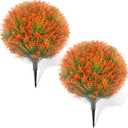 25.6" Fall Artificial Topiary Ball Trees: 2 Pack Fake Shrubs with Spike  UV Resistant & Fade Resistant, Faux Plant for Indoor Outside Front Porch Garden Autumn Thanksgiving Christmas Decor
