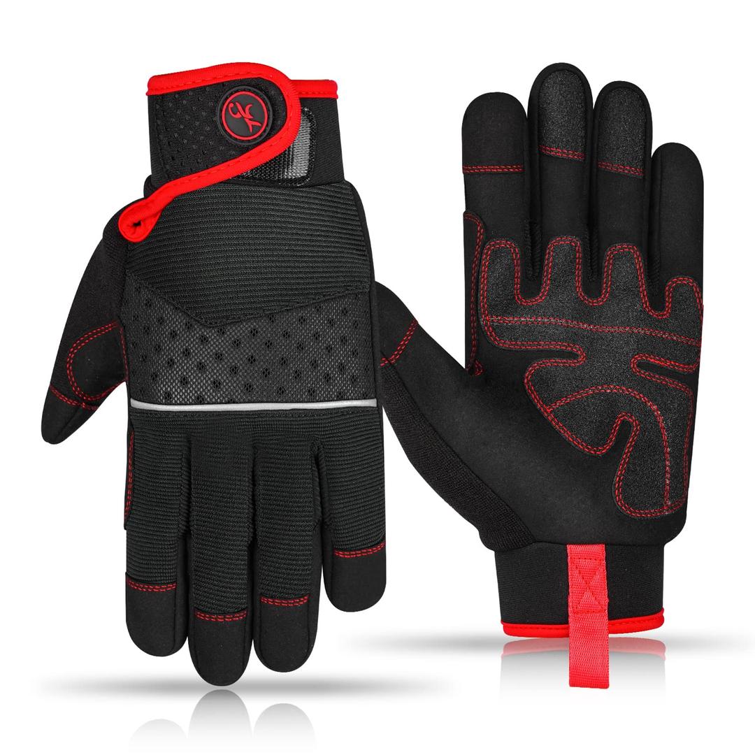 MOREOK Work Gloves Gardening Gloves for Men/Women-[Strengthen Palm Protection] Protective Work Gloves Utility Gloves Flexible Grip Full Finger Yard Gloves-L