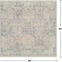 Hazo Haus Beige Blue Area Rug for Living Room - Square 8x8 Boho Rugs for Dining Room, Kids Room, Bedroom, Non Slip Washable Botanical Floral Décor (8x8 Beige Blue)