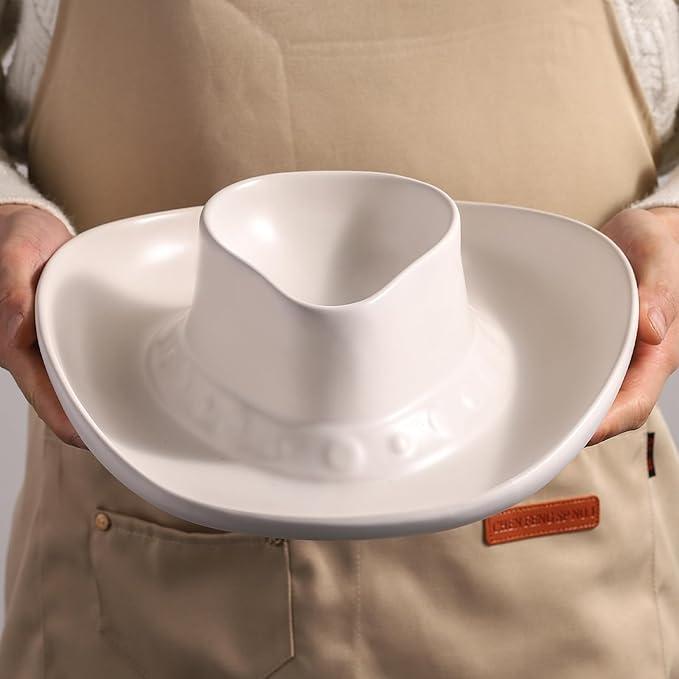 Chip and Dip Serving Set Bowl Cowboy Hat Chips and Salsa Serving
