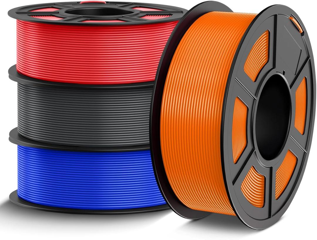 PETG Filament 1.75mm, 3D Printer Filament PETG Filament Bundle 4-Color, Strong Toughness, 4 * 1KG(1320M) Filament High Precision, Dimensional Accuracy 0.02mm, Blue+Red+Orange+Grey