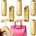 6 Pack Folding Wall Hooks Heavy Duty Gold Coat Hooks, Foldable Zinc Alloy Wall Mount Hooks for Hanging Coats, Hats, Towels, Bags, Keys, Robes, Christmas Socks & Wreaths Holds up to 55 lbs