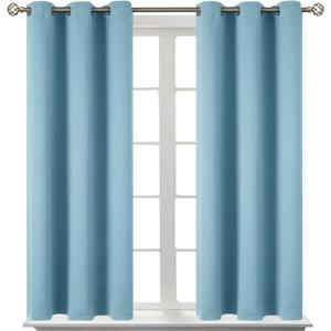 BGment Room Darkening Curtains 45 Inches Long - Grommet Thermal Insulated Drapes Window Treatment Curtains for Bedroom, 2 Panels, 38 x 45 Inch, Greyish Blue
