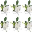 Gvhntk 6 pcs White Boutonniere for Men Wedding Groom Groomsmen Best Man Artificial Flowers Boutonniere for Wedding Ceremony Anniversary Prom Flowers Formal Dinner Party