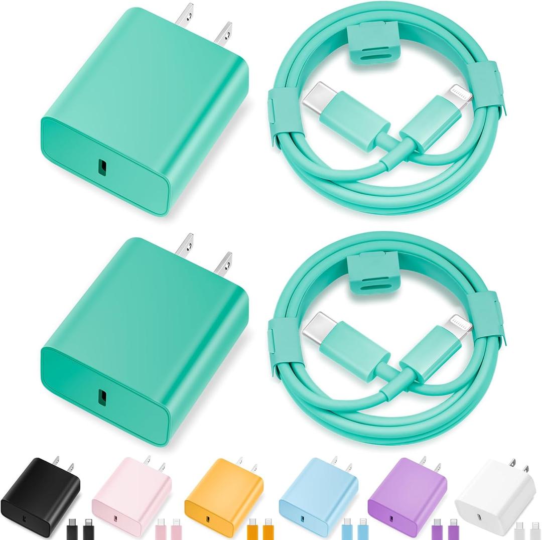 iPhone Charger Fast Charging,[MFi Certified] 2Pack 20W Type C Fast Charger Block with [10FT&6FT] USB C to Lightning Cable Compatible for iPhone 14/13/12/11 Pro Max/Xs Max/XR/X,iPad (Green)