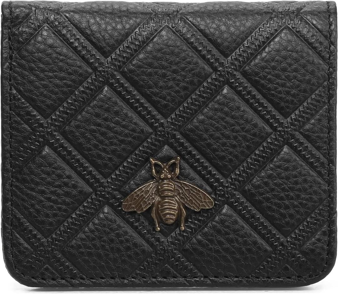 Small Wallet Women Compact RFID Blocking Credit Card Holder Bifold Genuine Leather Wallets with Zipper Coin Pocket