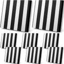 8pcs Patio Stretch Cushion Covers Stripe Outdoor Cushion Covers Replacement Patio Furniture Couch Slipcover Sofa Chair Seat, Thin Fabric Breathable Soft Flexibility Protector(Black White)
