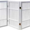 Pet Dog Gate Strong and Durable Freestanding Folding Acacia Hardwood Portable Wooden Fence Indoors or Outdoors by Urnporium (White Pet Gate, 5 Panel 30" Tall)