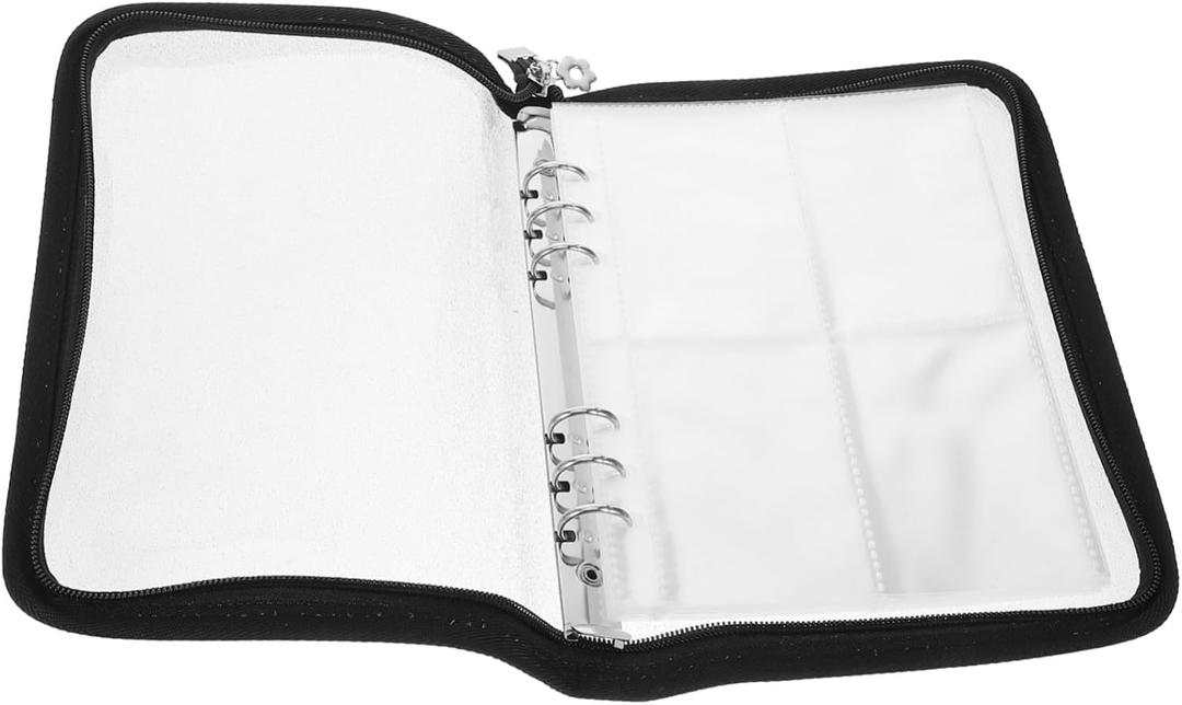 STOBOK A5 Photocard Binder with Inner 6 Ring Zipper Binder Album Refillable Photocard Holder Travel Photo Organizer for Kpop Card Storage (Black)