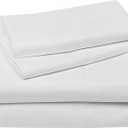 Amazon Basics Ultra-Soft, Breathable Microfiber 4-Piece Bed Sheet Set, Wrinkle-Free, Machine Washable, King Size, Bright White Striped