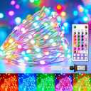 Plug in Fairy Lights Color Changing - 22 Colors 33FT 100 LED Fairy Lights with Remote, 4th of July String Lights Indoor with 12 Lights Modes, Red Blue White Fairy Lights for Bedroom Classroom Halloween