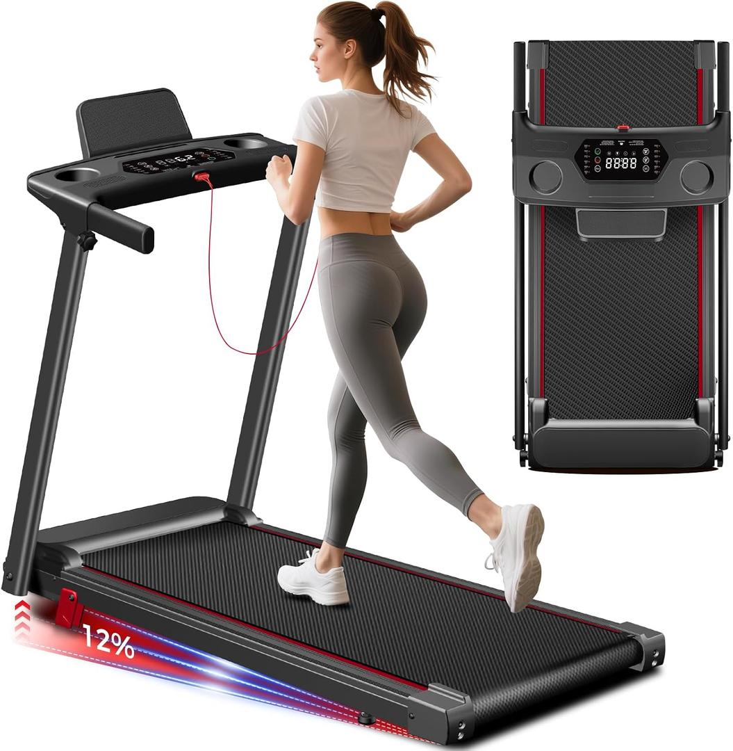 Treadmill with Incline 3-in-1 Portable Treadmills for Home Small, Incline Walking Pad Treadmill with Handle Bar, Walking Pad Foldable with 3.0HP Quiet Brushless, LED Dispay, 300LBS Capacity Black