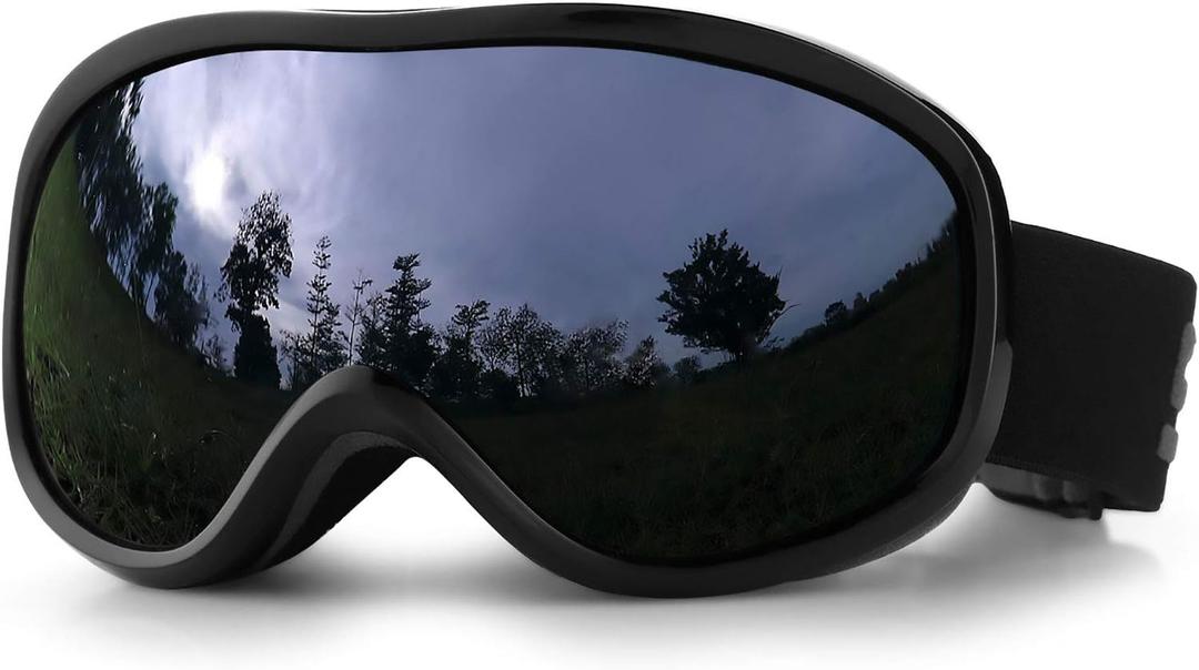 SPOSUNE Ski Goggles Over Glasses with Dual lens, Anti-fog Anti-UV Snow Goggle for Men Women Youth Skiing Snowmobile (Black Frame + Gray Lens Vlt 5%)