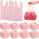 Dunzoom 1000 Pcs Small T Shirt Bags Bulk 7"x3.5"x13" Pink Plastic Shopping Bags with Handles for Small Business, Retail, Grocery, Merchandise, Convenience Store, Supermarket, Restaurant