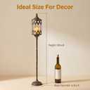 42" Tall Gothic Floor Candle Holder, Vintage Wrought Iron Candelabra with Ornate Cage Lantern, Antique Black Gold Pillar Stand for Home Decor, Wedding & Farmhouse Accent (A2870)