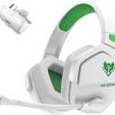 NUBWO G06 Dual Wireless Gaming Headset with Microphone for PS5, PS4, PC - 23ms Low Latency Audio - 100-Hour of Playtime - 50mm Drivers (White Green)