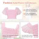 Kids4ever 6-12T Girls Chiffon Dress with Solid Pom Poms & Flutter Ruffle Short Sleeve Kids Lace Square Neck Frocks, 13T