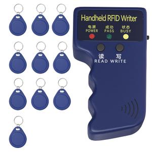 Handheld Copier RFID Reader Rewriter Smart ID Card Duplicator 125KHz Intelligent Access Control Reader, Includes 10 pcs Blank Writable T5577 Keychains