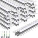 Glooglitter 20 Pack 6.6ft/ 2 Meter Plaster-in LED Channel Trimless Diffuser Channel Recessed Drywall Aluminum LED Profile with End Caps for Wall Drywall Ceiling (0.49 Inch Wide)