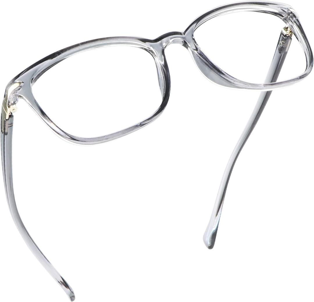 LifeArt Blue Light Blocking Glasses, Anti Eyestrain, Computer Reading Glasses,TV Glasses for Men and Women (09_nola_clear Grey), Magnification Strength: 2.5 x