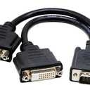 zdyCGTime DMS-59 to 2 DVI (24+1) Splitter Cable Connector for Dual Monitor Setups or as a DVI Adapter Y Cord Dongle-10inch