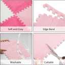 Amylove 36 Pack Plush Foam Floor Mat Square Interlocking Carpet Tiles with Border Fluffy Play Mat Floor Tiles Soft Climbing Rugs for Bedroom Playroom, 12 x 12 x 0.4 in(White, Pink, Rose Red)