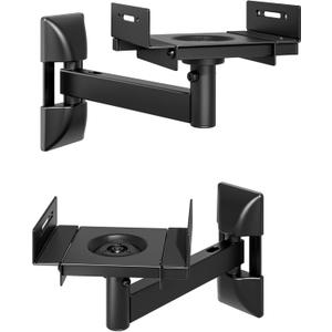 Speaker Wall Mounts, 55 lbs Capacity, Widths from 5.1” to 11.2”,1 Pair | Dual Speaker Wall Stands for Most Bookshelf Speakers, Fits speakers with Widths Ranging from 5.1” to 11.2”